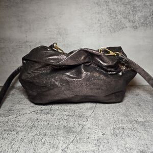 Anthropologie Jory Brown Sparkle Faux Leather Shoulder Crossbody Bag Clutch Boho